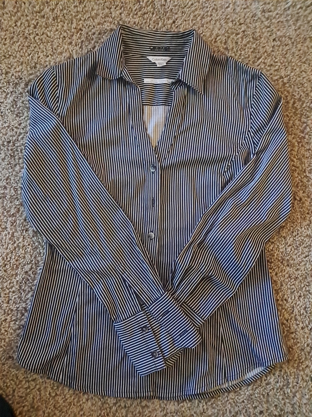 Calvin Klein Black & White Pinstripe Button-Up Shirt
